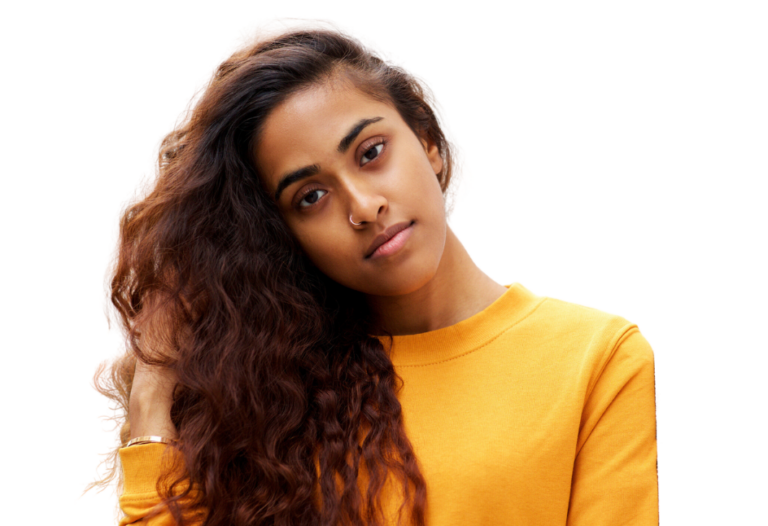 portrait of young black woman with transparent background. Free ultrasounds and free pregnancy tests.