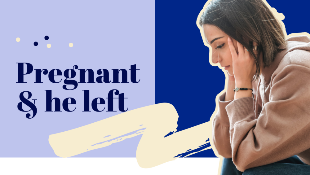 Pregnant woman alone and thinking about options after partner left in Southfield, Michigan.