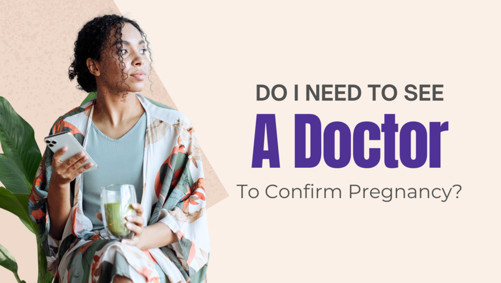Black woman holding a phone and green smoothie, looking thoughtful — wondering if she needs to see a doctor to confirm pregnancy in Detroit or Southfield, Michigan.