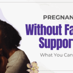 Pregnant woman seeking support and free resources during an unplanned pregnancy.