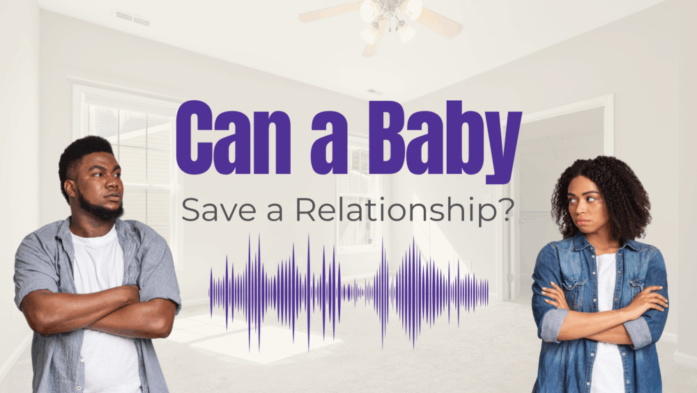 Couple together looking thoughtful about whether a baby can save their relationship