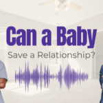 Couple together looking thoughtful about whether a baby can save their relationship