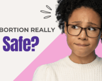Young woman looking concerned as she ponders whether or not abortion is safe.