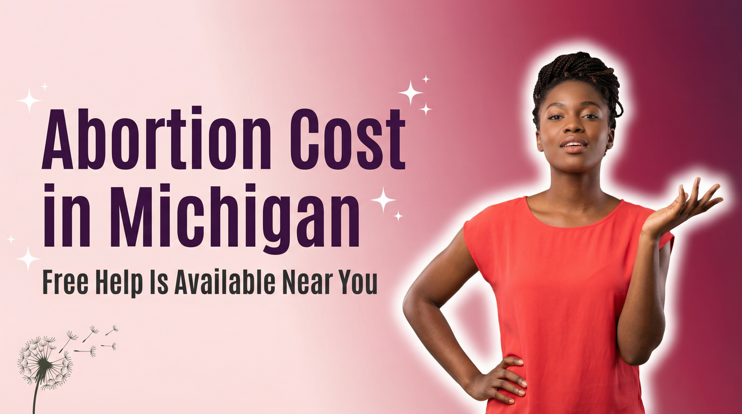 Young Black woman with braids gesturing confidently — Abortion cost in Michigan and free help from Problem Pregnancy Center